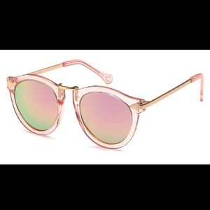 Pink and gold sunnies with reflective lenses